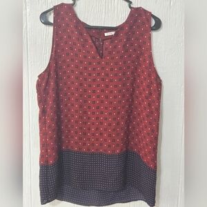 Violet And Claire Flowy Women's Large Red And Navy Floral Tank Top Blouse Cami